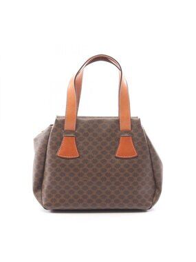 Celine Macadam Brown Canvas Leather Handbag